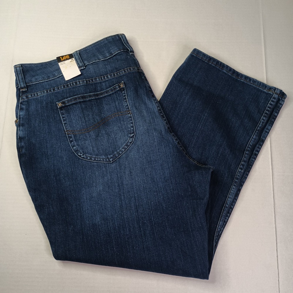 Lee Women Jeans Plus 24W Blue Bootcut Mid Rise Stretch‎ Classic Everyday Denim